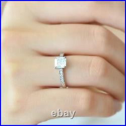 1.86 TCW Asscher Cut Certified Moissanite Engagement Ring 14k White Gold Plated