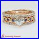 1 Carat Heart Shaped Diamond And Sapphire Three Piece Wedding Ring Set For Women