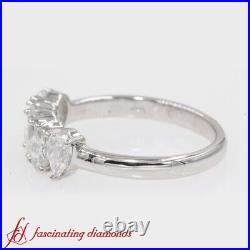 1 Carat Pear Shape Diamond 5 Stone Anniversary Band For Female In 14K White Gold