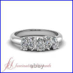 1 Karat Pear Shaped Diamond 5 Stone Womens Wedding Band In 14K White Gold