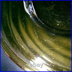 1 (One) SIMON PEARCE VINTAGE Handmade Green Glass Swirl 14.5 Platter -Signed