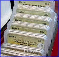 2004-2008 Silver State Quarters Box Set, ALL 25 Silver Quarters ANACS PR70 DCAM