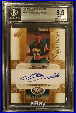 2011 UD All Time Greats LEBRON JAMES Autograph Bgs 8.5 /10 On Card Auto SICK /15