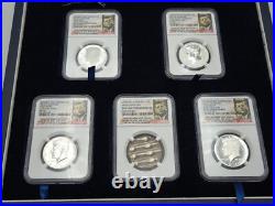 2014 Kennedy 50th Anniversary 5 COIN SET with CANCELED HALF ALL GRADED 70