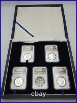 2014 Kennedy 50th Anniversary 5 COIN SET with CANCELED HALF ALL GRADED 70