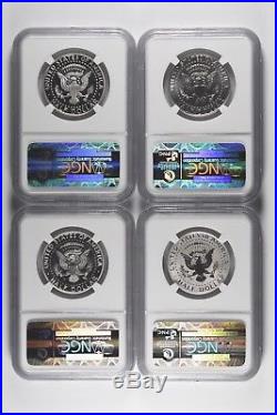 2014 P W D S 50th Anniversary Silver Kennedy 4 Coins NGC PF SP ALL 70 Set ER