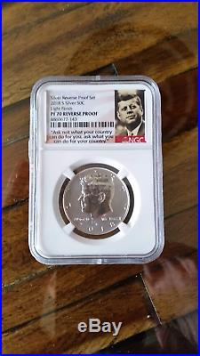 2018 S Silver Reverse Proof Set All Coins A Pf70 & A Rev. Pf Kennedy Lt Finish