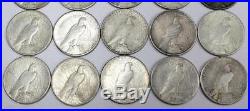 20x Peace silver dollars 4x1922 9x1923 1924 3x1925 2x1926 & 1934 all F/VF