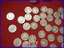 250 (5rolls/50) ALL ARE 1916 to 1929 circulated silver Mercury Dimes X