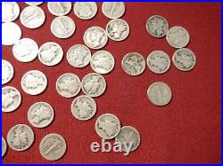 250 (5rolls/50) ALL ARE 1916 to 1929 circulated silver Mercury Dimes X