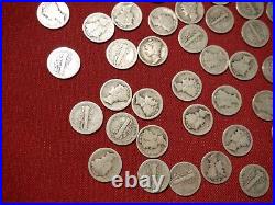 250 (5rolls/50) ALL ARE 1916 to 1929 circulated silver Mercury Dimes X