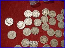 250 (5rolls/50) ALL ARE 1916 to 1929 circulated silver Mercury Dimes X