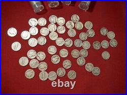 250 (5rolls/50) ALL ARE 1916 to 1929 circulated silver Mercury Dimes X