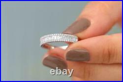 2Ct Baguette Cut VVS1/D Diamond Eternity Wedding Band Ring 14K White Gold Finish