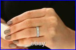 2Ct Baguette Cut VVS1/D Diamond Eternity Wedding Band Ring 14K White Gold Finish
