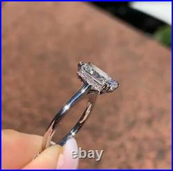 2Ct Emerald Cut lab created Diamond Solitaire Engagement Ring14k White Gold Over