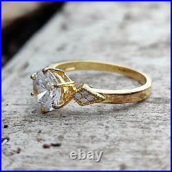 2Ct Round Certified VVS1 Moissanite Women Engagement Ring Solid 14k Yellow Gold