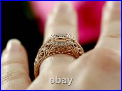 2Ct Round Cut Certified VVS1 Moissanite Engagement Ring Solid 14k Yellow Gold