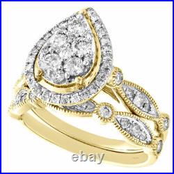 2Ct Round Cut Diamond Halo Engagement Wedding Bridal Ring 14k Yellow Gold Over
