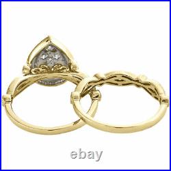 2Ct Round Cut Diamond Halo Engagement Wedding Bridal Ring 14k Yellow Gold Over