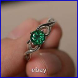 2Ct Round Cut Lab Created 925 Silver Halloween Ring Emerald White Gold Over