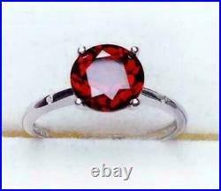 2Ct Round Cut Red Ruby Solitaire Women's Engagement Ring 14K White Gold Finish