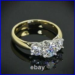 2Ct Round Cut Simulated Diamond Women Wedding Fancy Ring 14K Yellow Gold Plated