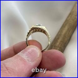 2Ct Round Cut VVS1 Moissanite For Men's Cluster Engagement Ring 14k Yellow Gold