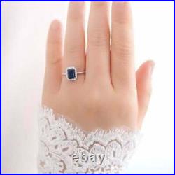 2Ct Simulated Emerald Sapphire Halo Engagement Ring 925 silver Yalow gold plated