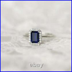 2Ct Simulated Emerald Sapphire Halo Engagement Ring 925 silver Yalow gold plated