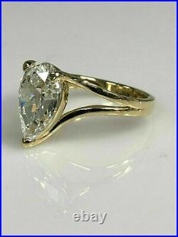 2.00Ct Pear Cut VVS1 Moissanite Women's Engagement Ring Solid 14K Yellow Gold