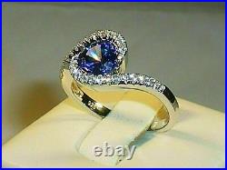 2.00 Ct Round Cut Blue Sapphire Engagement Solitaire Ring 14K White Gold Finish