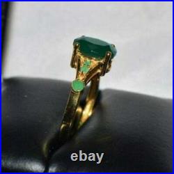 2.30Ct Oval Cut Green Emerald Wedding Engagement Ring In 14K Yellow Gold Finish
