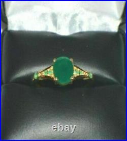 2.30Ct Oval Cut Green Emerald Wedding Engagement Ring In 14K Yellow Gold Finish