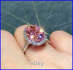 2.40Ct Oval Cut Simulated Pink Sapphire Engagement Ring 925 Silver Gold Plated