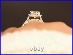 2.50Ct Cushion Cut VVS1 Diamond Charm Halo Bridal Set Ring 14K White Gold Finish