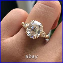 2.50Ct Emerald Cut VVS1 Moissanite Halo Engagement Ring Solid 14k Yellow Gold