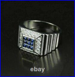 2.50Ct Round Cut Lab Created Sapphire Cluster Wedding Ring 14K White Gold Finish