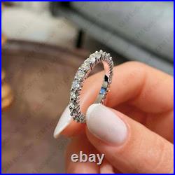 2.5 mm Round Cut Moissanite Eternity Wedding Band Ring 14k White Gold Plated