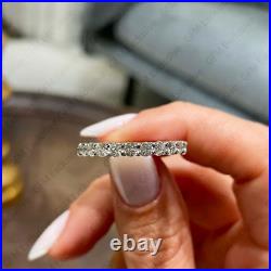 2.5 mm Round Cut Moissanite Eternity Wedding Band Ring 14k White Gold Plated