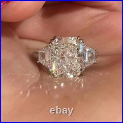 2.70 TCW Radiant Cut Moissanite 3-Stone Engagement Ring In Solid 14k White Gold