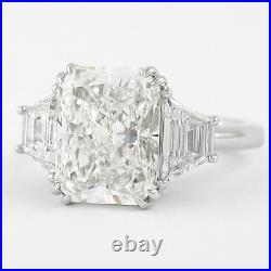 2.70 TCW Radiant Cut Moissanite 3-Stone Engagement Ring In Solid 14k White Gold