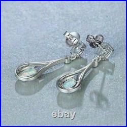 2.80Ct Lab-Created Oval Cut Fire Opal Drop & Dangle Earrings 14K White Gold Over