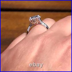 2.89Ctw Real Oval Cut Moissanite Halo Engagement Ring in 14K White Gold Plated
