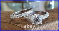 2.8ct Engagement Ring Round Lab-Created Bridal Set Band White Gold Plated