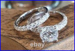 2.8ct Engagement Ring Round Lab-Created Bridal Set Band White Gold Plated