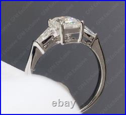 2.96 TCW Emerald Cut Moissanite Three Stone Engagement Ring 925 Sterling Silver