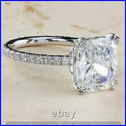 3Ct Cushion Simulated Diamond Solitaire Engagement Ring 925 Silver Gold Plated