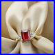 3Ct Emerald Cut Red Ruby Diamond Solitaire Engagement Ring 14K Yellow Gold Over