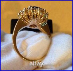 3Ct Oval Cut Blue Sapphire Diamond Halo Engagement Ring 14k Yellow Gold Finish